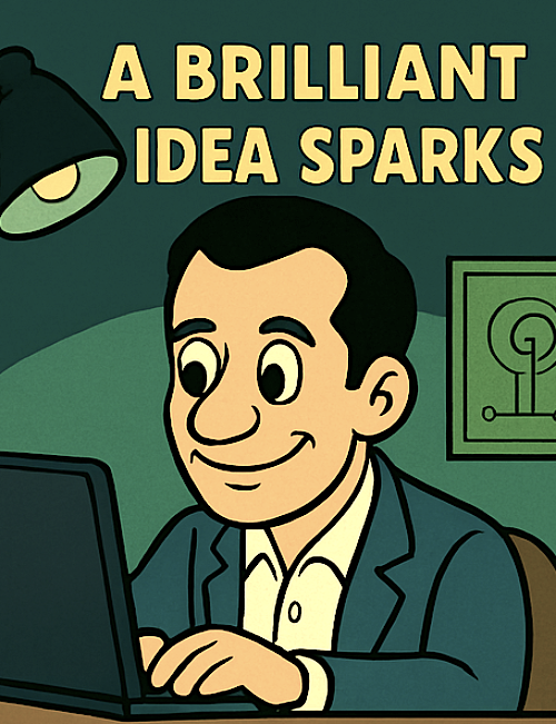 A brilliant idea sparks.